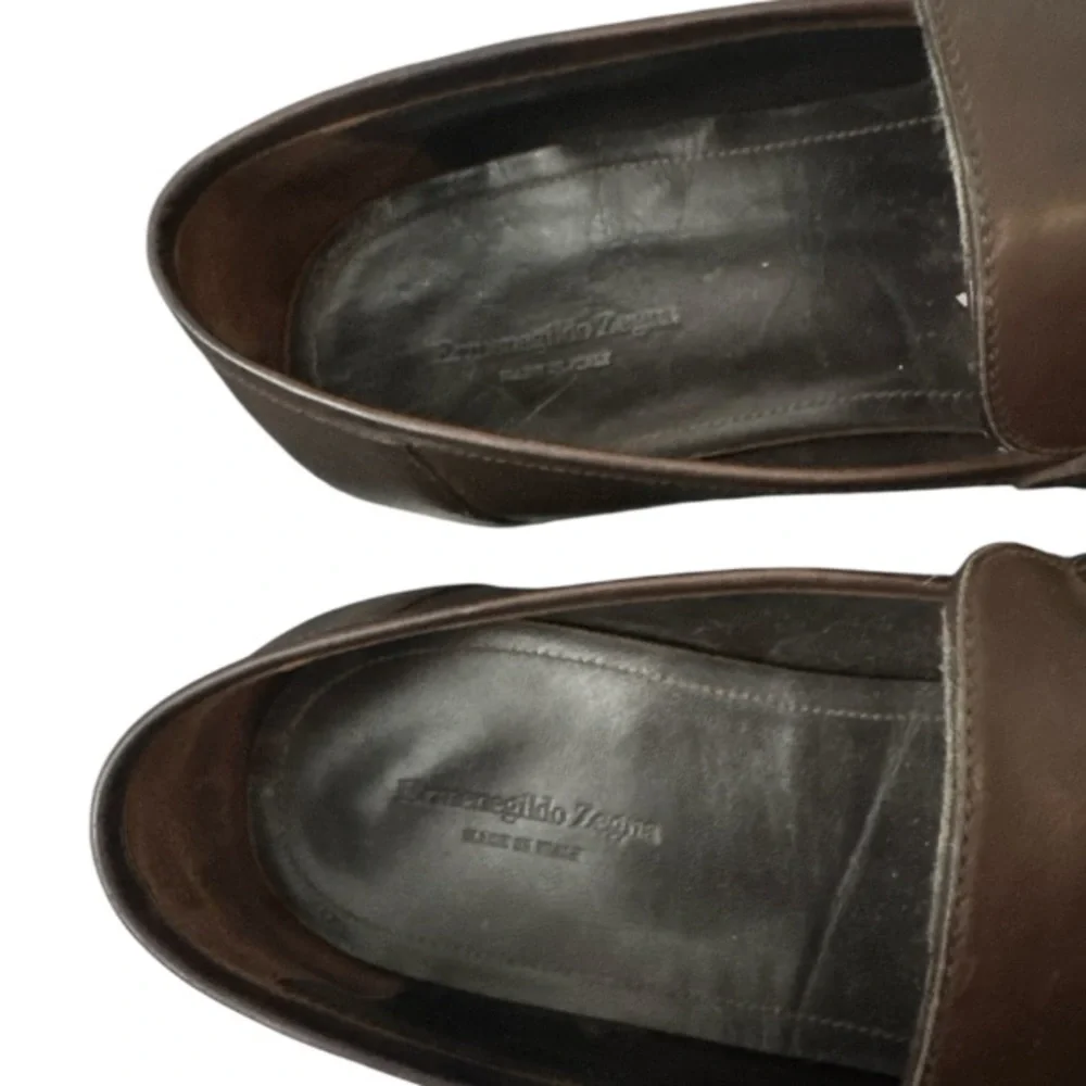 Authentic Ermenegildo Zegna luxury designer men’s signature leather loafers 12